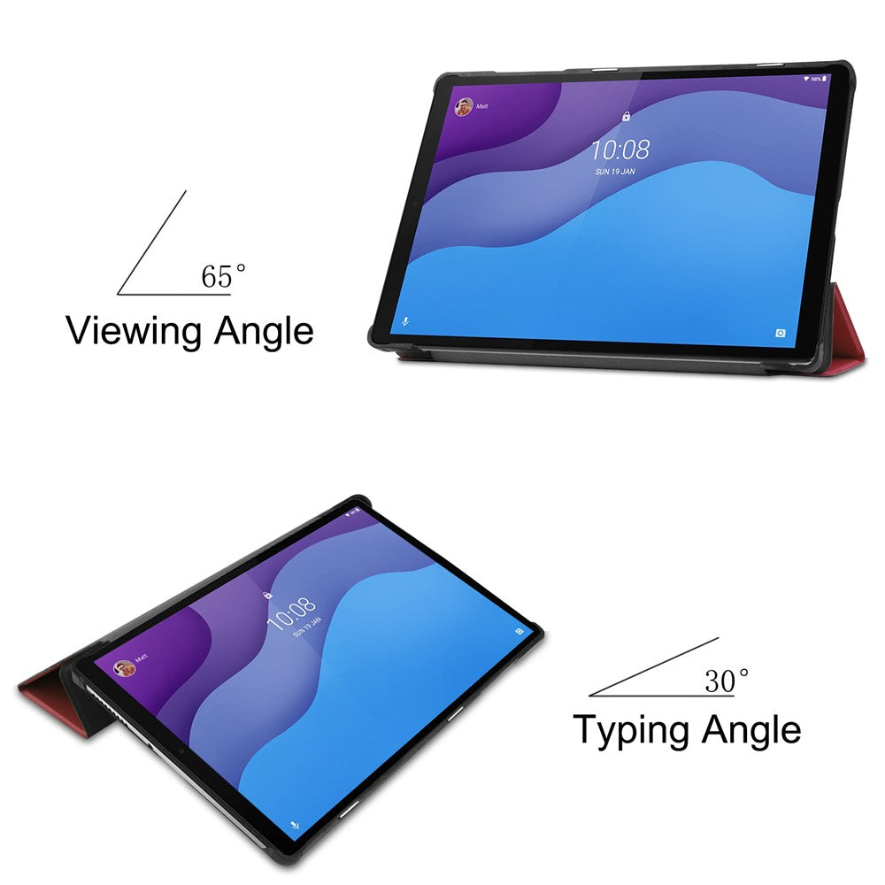 Tri-fold Leather Stand Tablet Case Narrow Bezel Multi-Color Tablet Cover for Lenovo Tab M10 HD Gen 2 TB-X306F/TB-X306X - Brown