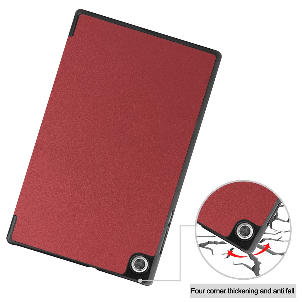 Tri-fold Leather Stand Tablet Case Narrow Bezel Multi-Color Tablet Cover for Lenovo Tab M10 HD Gen 2 TB-X306F/TB-X306X - Brown