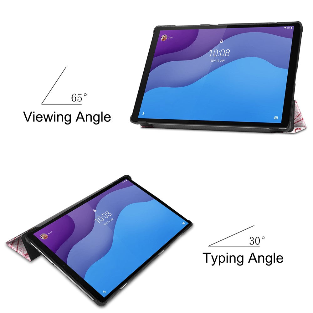Dustproof Pattern Printing PU Leather Tri-fold Stand Tablet Case for Lenovo Tab M10 HD Gen 2 TB-X306F / TB-X306X - Beauty