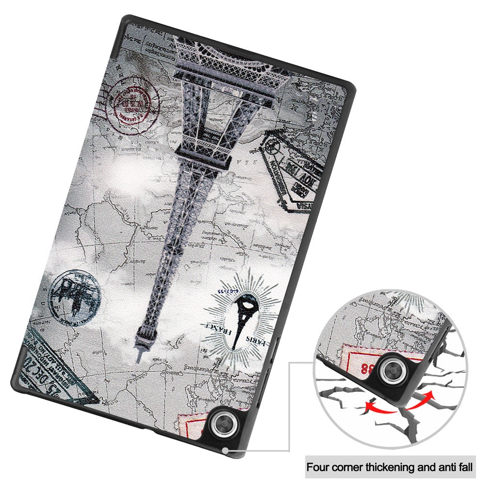 Dustproof Pattern Printing PU Leather Tri-fold Stand Tablet Case for Lenovo Tab M10 HD Gen 2 TB-X306F / TB-X306X - Tower