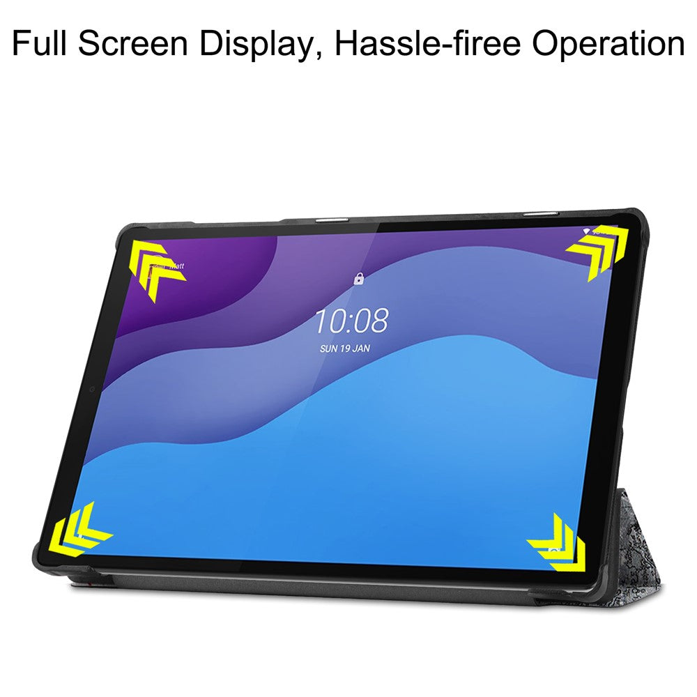 Dustproof Pattern Printing PU Leather Tri-fold Stand Tablet Case for Lenovo Tab M10 HD Gen 2 TB-X306F / TB-X306X - Tower
