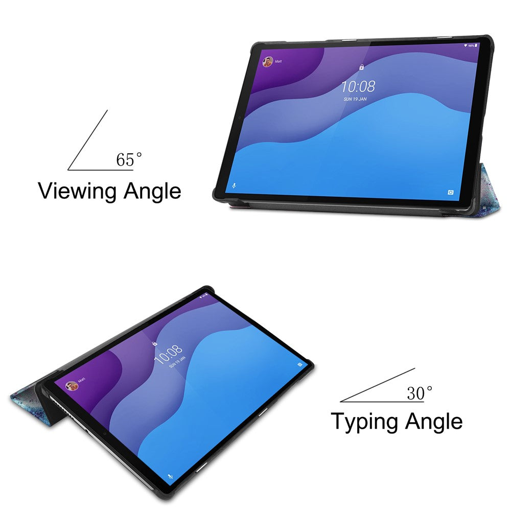 Dustproof Pattern Printing PU Leather Tri-fold Stand Tablet Case for Lenovo Tab M10 HD Gen 2 TB-X306F / TB-X306X - Starry Sky