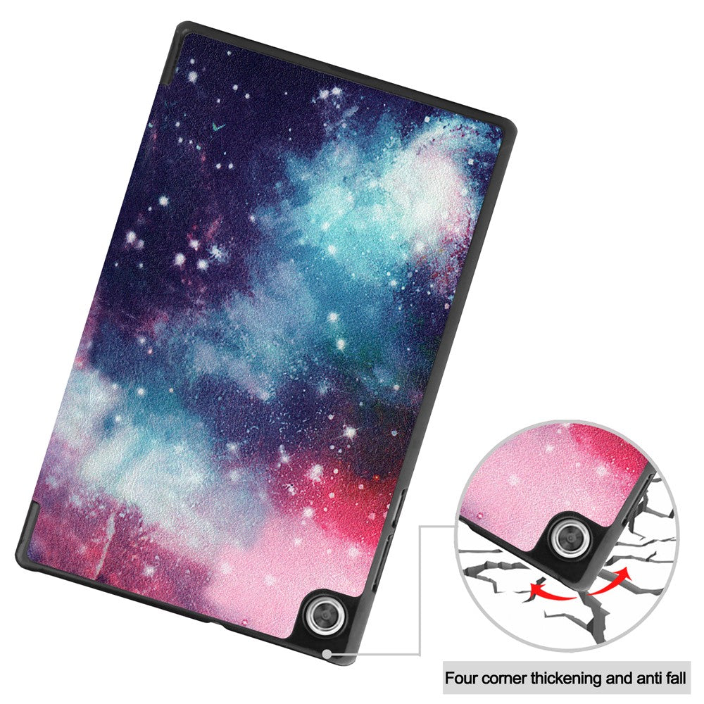 Dustproof Pattern Printing PU Leather Tri-fold Stand Tablet Case for Lenovo Tab M10 HD Gen 2 TB-X306F / TB-X306X - Starry Sky