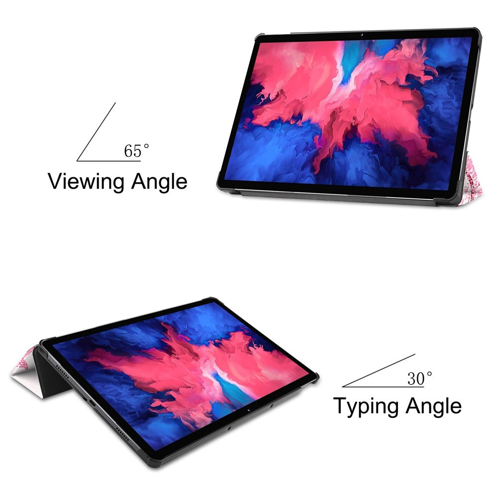 PU Leather Tri-Fold Stand Tablet Case with Dustproof Pattern Printing for Lenovo Tab P11 TB-J606F - Beauty