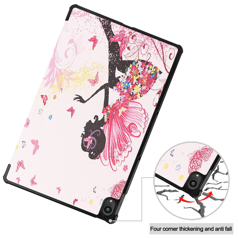 PU Leather Tri-Fold Stand Tablet Case with Dustproof Pattern Printing for Lenovo Tab P11 TB-J606F - Beauty