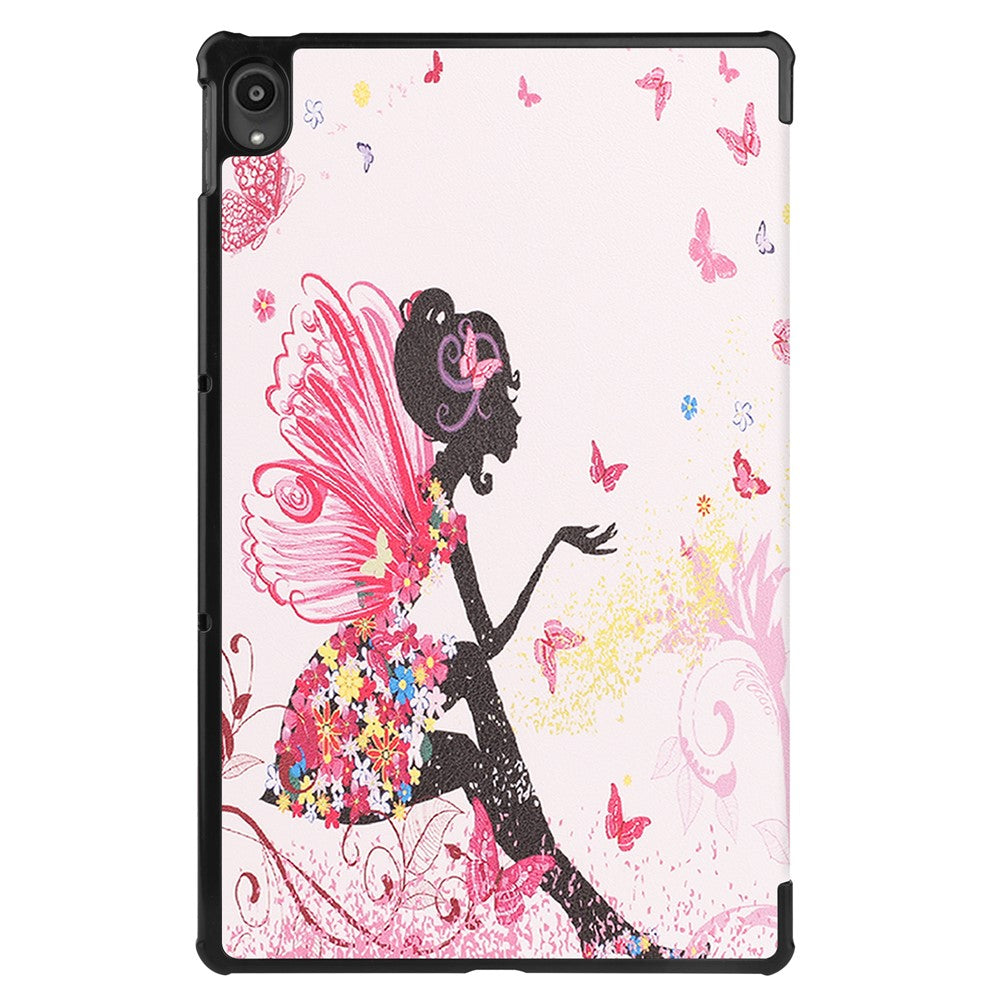 PU Leather Tri-Fold Stand Tablet Case with Dustproof Pattern Printing for Lenovo Tab P11 TB-J606F - Beauty