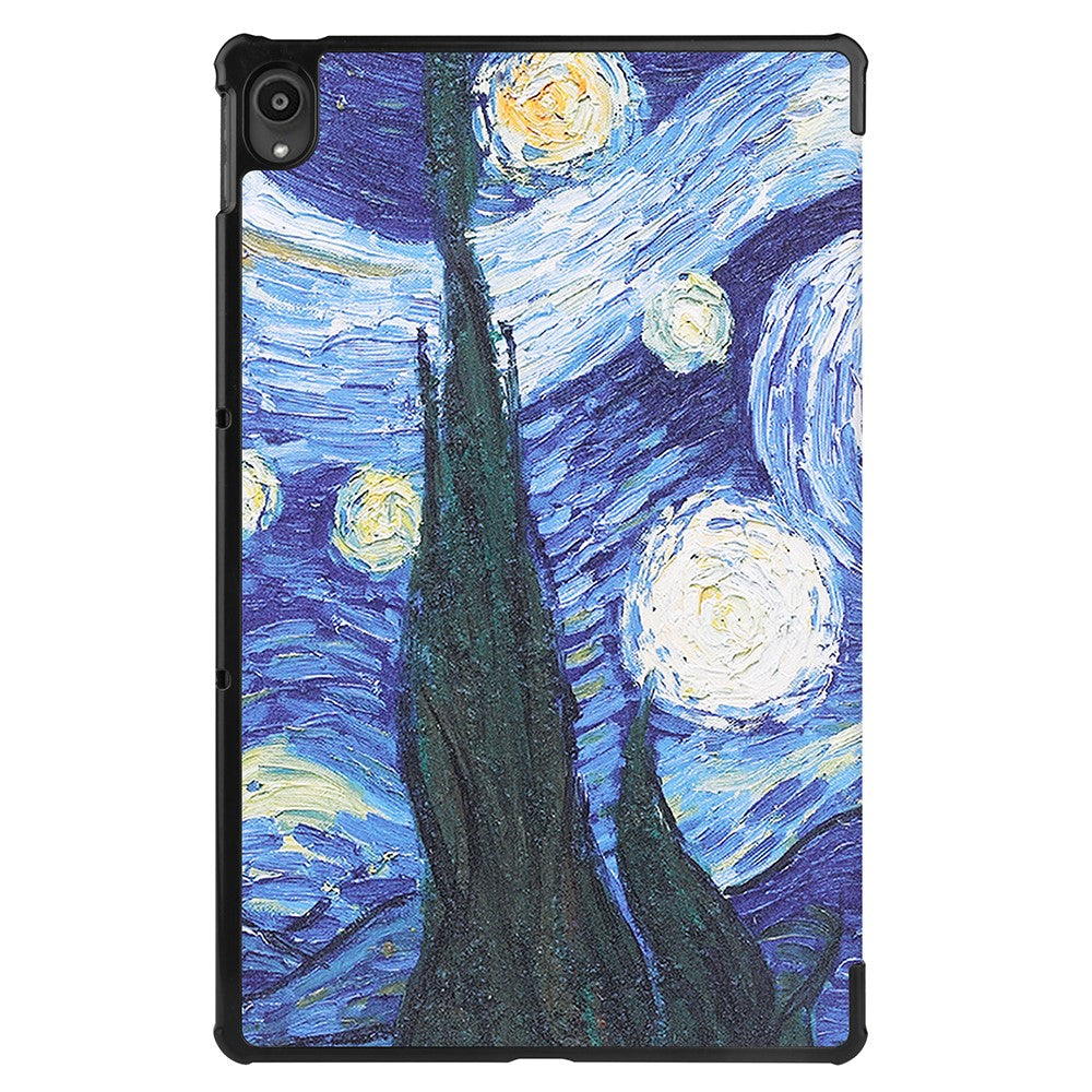 PU Leather Tri-Fold Stand Tablet Case with Dustproof Pattern Printing for Lenovo Tab P11 TB-J606F - Painting