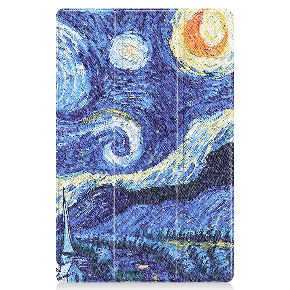 PU Leather Tri-Fold Stand Tablet Case with Dustproof Pattern Printing for Lenovo Tab P11 TB-J606F - Painting