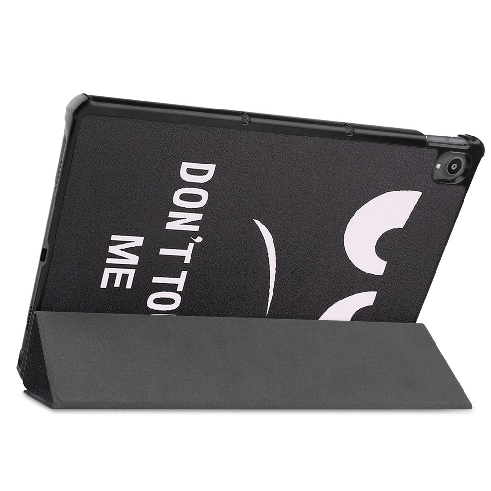 PU Leather Tri-Fold Stand Tablet Case with Dustproof Pattern Printing for Lenovo Tab P11 TB-J606F - Angry Face