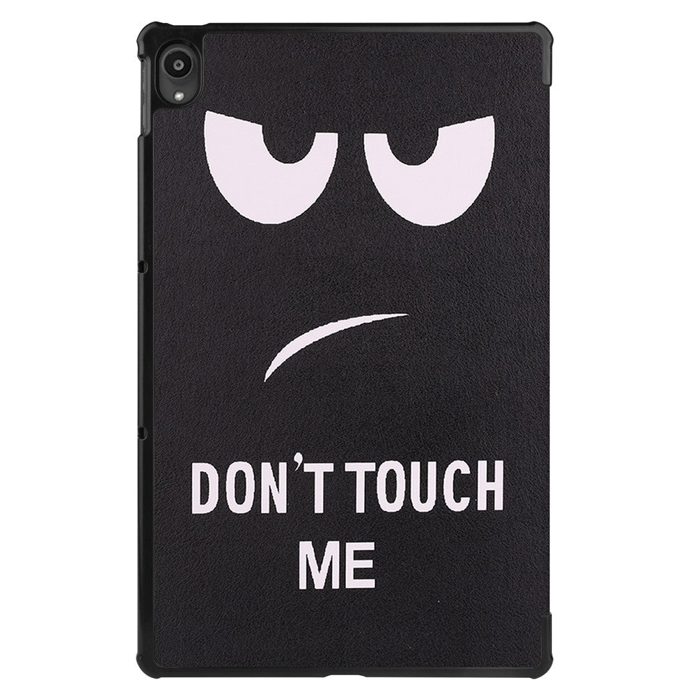 PU Leather Tri-Fold Stand Tablet Case with Dustproof Pattern Printing for Lenovo Tab P11 TB-J606F - Angry Face