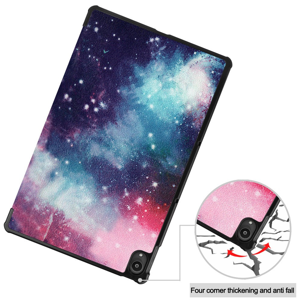PU Leather Tri-Fold Stand Tablet Case with Dustproof Pattern Printing for Lenovo Tab P11 TB-J606F - Starry Sky