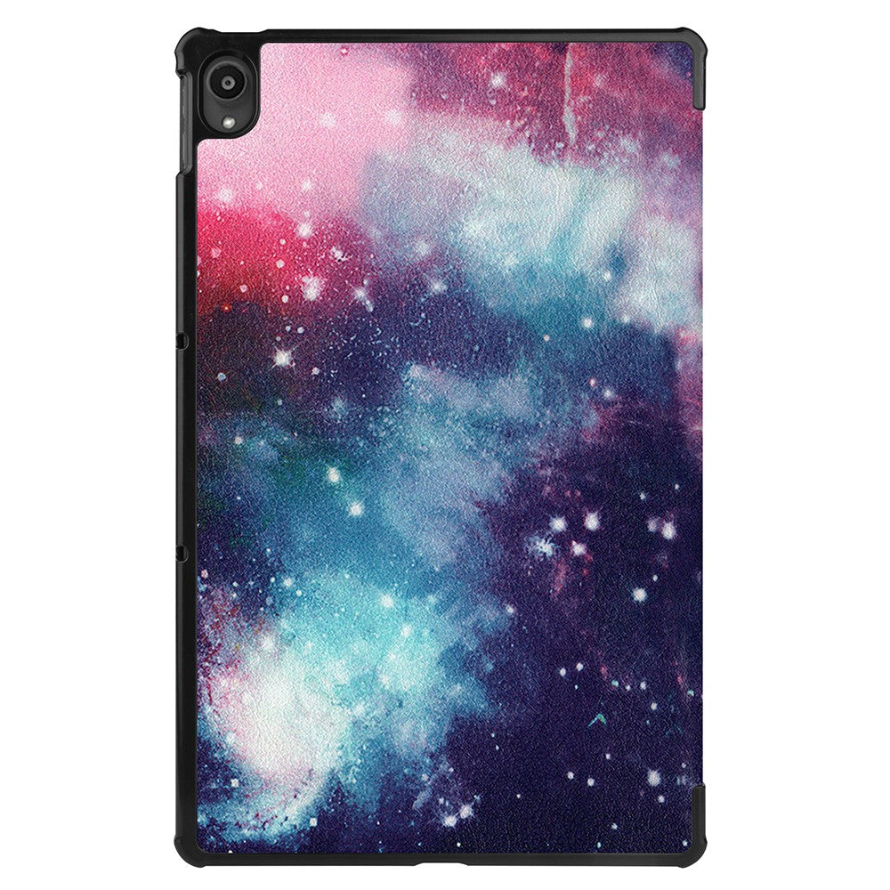 PU Leather Tri-Fold Stand Tablet Case with Dustproof Pattern Printing for Lenovo Tab P11 TB-J606F - Starry Sky