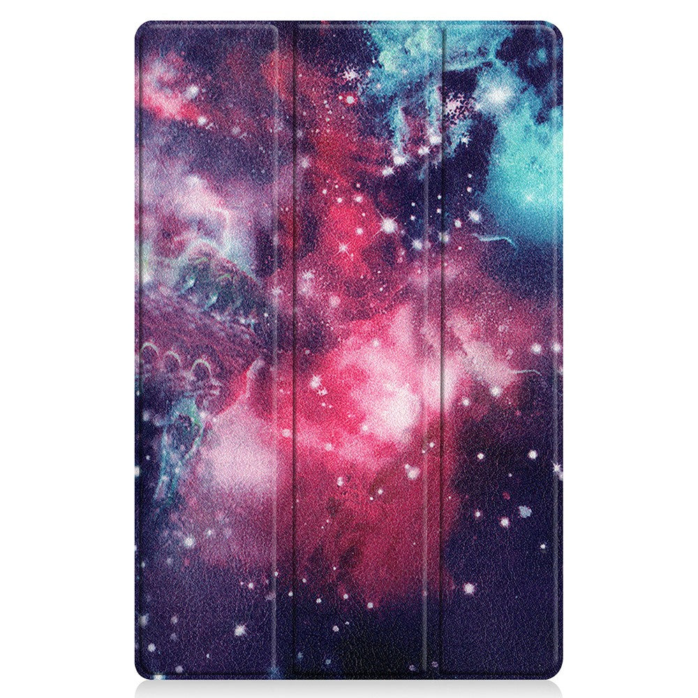 PU Leather Tri-Fold Stand Tablet Case with Dustproof Pattern Printing for Lenovo Tab P11 TB-J606F - Starry Sky
