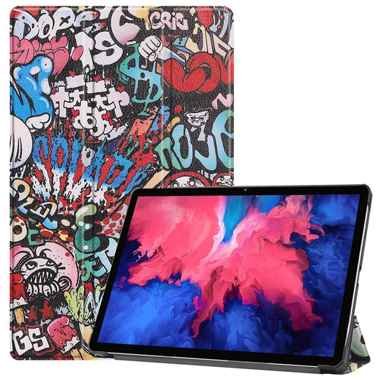 PU Leather Tri-Fold Stand Tablet Case with Dustproof Pattern Printing for Lenovo Tab P11 TB-J606F - Special Pattern