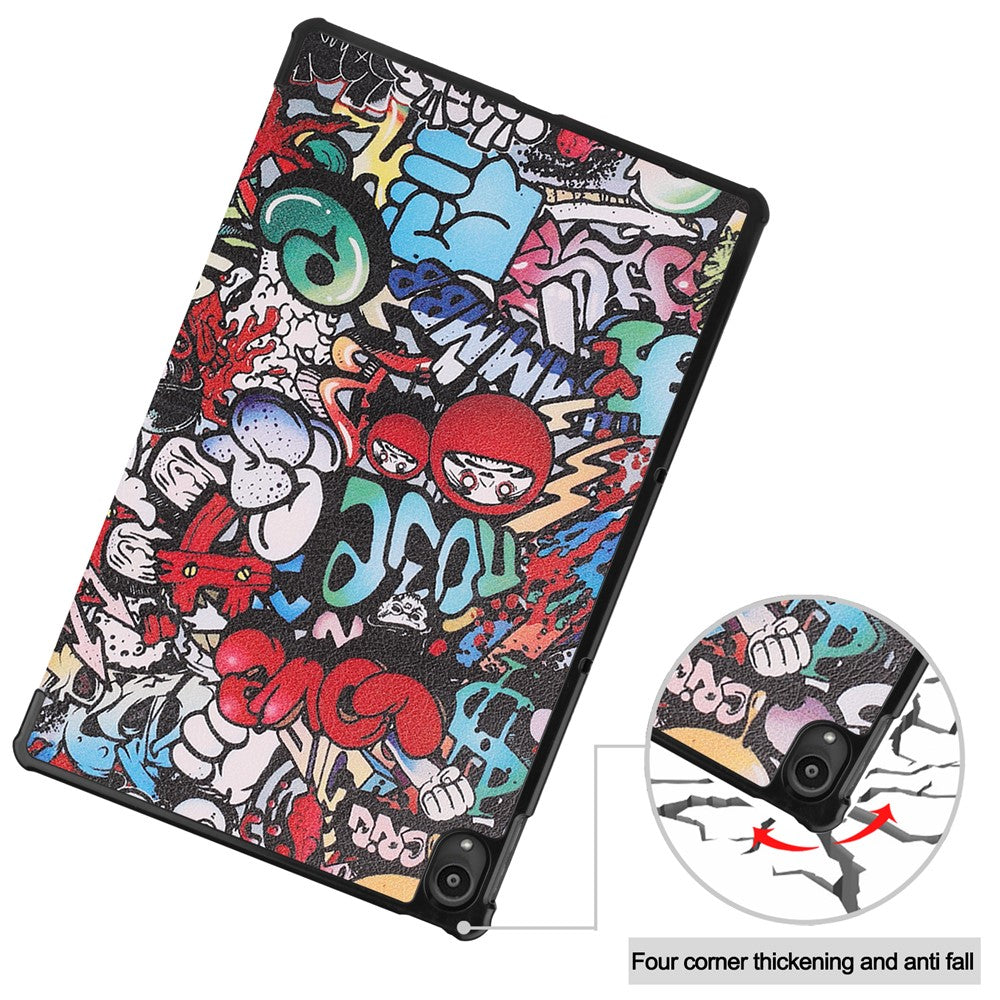 PU Leather Tri-Fold Stand Tablet Case with Dustproof Pattern Printing for Lenovo Tab P11 TB-J606F - Special Pattern