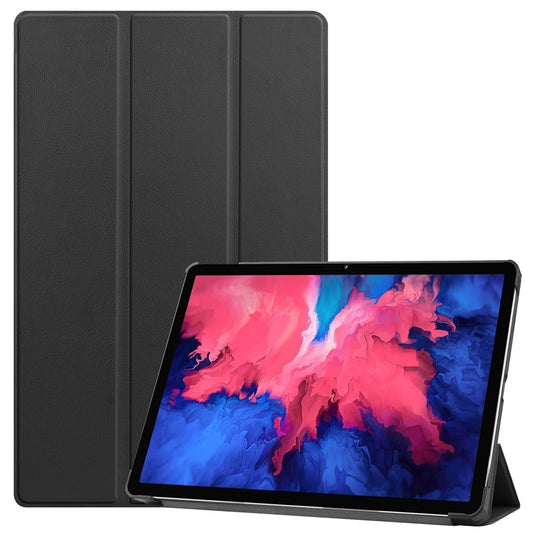 Tri-fold Leather Stand Tablet Case for Lenovo Tab P11 TB-J606F - Black