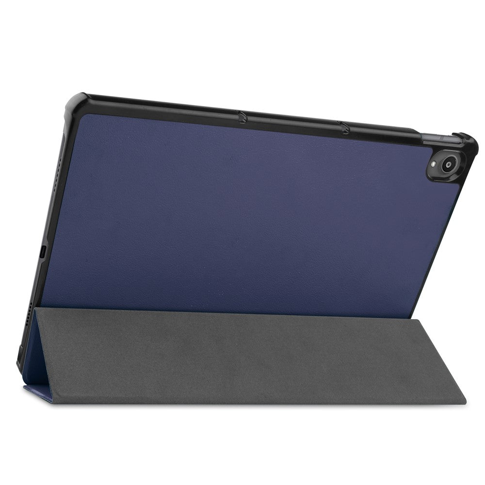 Tri-fold Leather Stand Tablet Case for Lenovo Tab P11 TB-J606F - Dark Blue