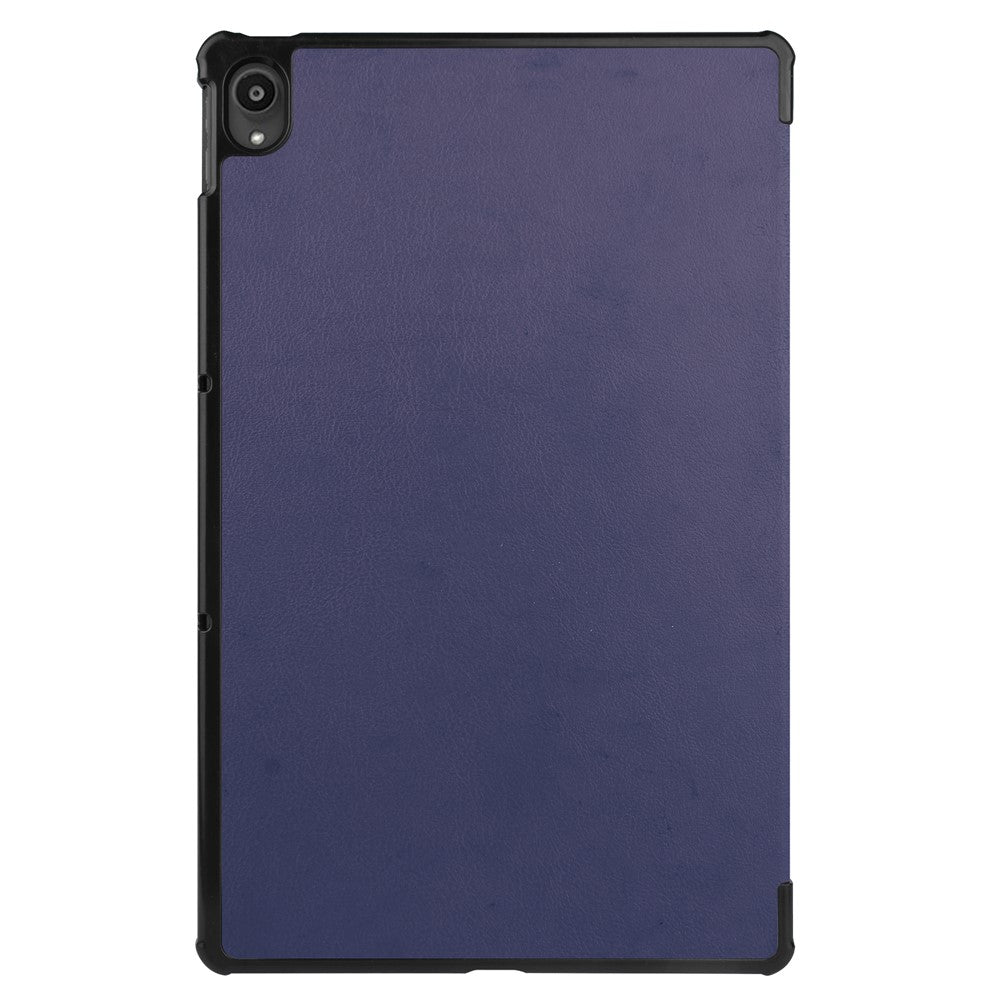 Tri-fold Leather Stand Tablet Case for Lenovo Tab P11 TB-J606F - Dark Blue