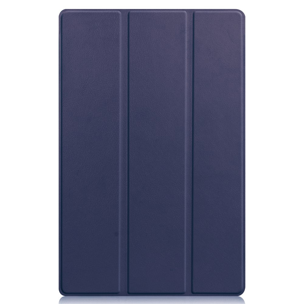 Tri-fold Leather Stand Tablet Case for Lenovo Tab P11 TB-J606F - Dark Blue