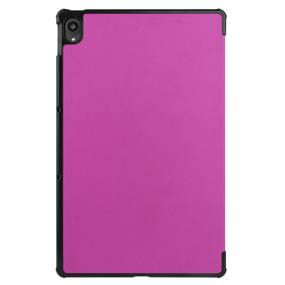 Tri-fold Leather Stand Tablet Case for Lenovo Tab P11 TB-J606F - Purple