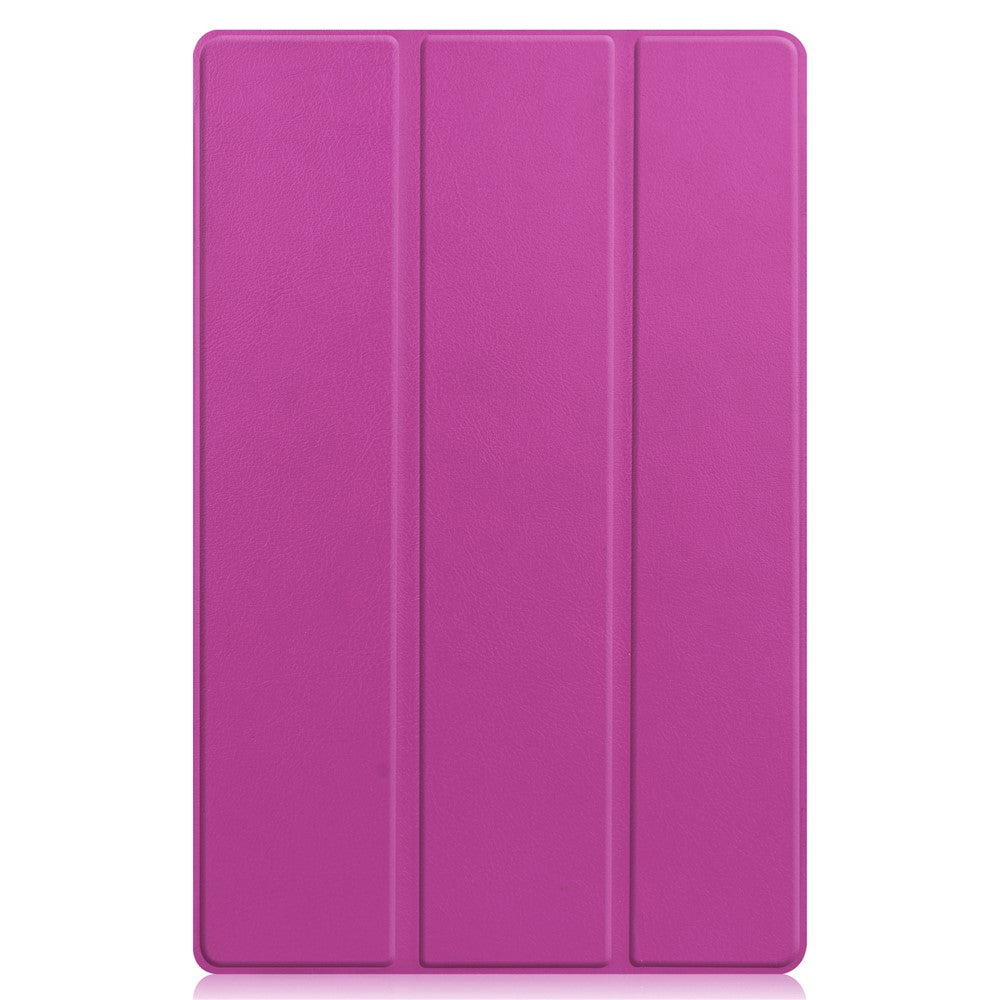 Tri-fold Leather Stand Tablet Case for Lenovo Tab P11 TB-J606F - Purple