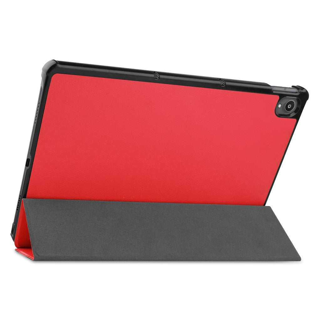 Tri-fold Leather Stand Tablet Case for Lenovo Tab P11 TB-J606F - Red