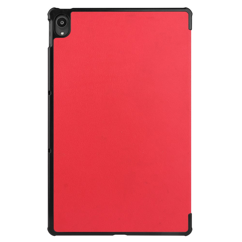 Tri-fold Leather Stand Tablet Case for Lenovo Tab P11 TB-J606F - Red