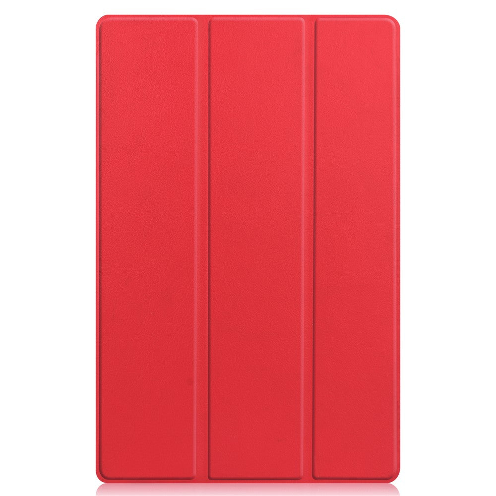 Tri-fold Leather Stand Tablet Case for Lenovo Tab P11 TB-J606F - Red