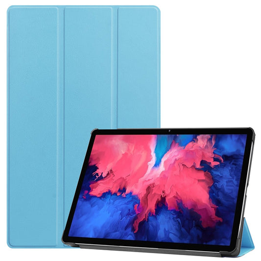 Tri-fold Leather Stand Tablet Case for Lenovo Tab P11 TB-J606F - Sky Blue