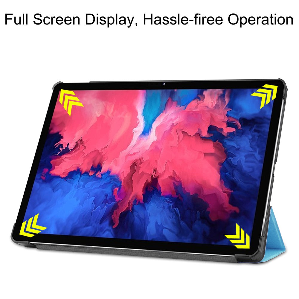 Tri-fold Leather Stand Tablet Case for Lenovo Tab P11 TB-J606F - Sky Blue