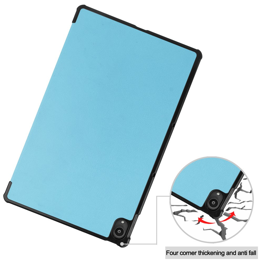 Tri-fold Leather Stand Tablet Case for Lenovo Tab P11 TB-J606F - Sky Blue