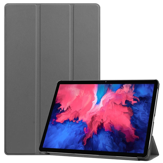Tri-fold Leather Stand Tablet Case for Lenovo Tab P11 TB-J606F - Grey