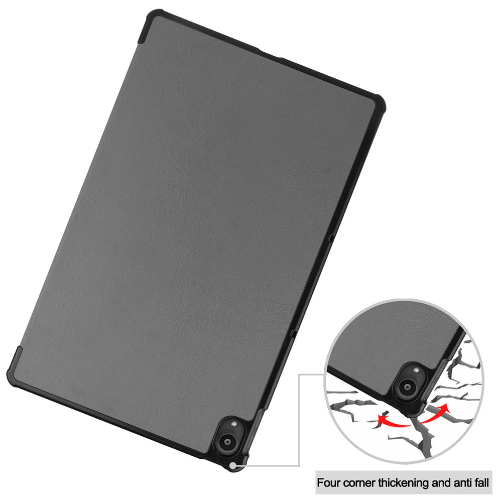 Tri-fold Leather Stand Tablet Case for Lenovo Tab P11 TB-J606F - Grey