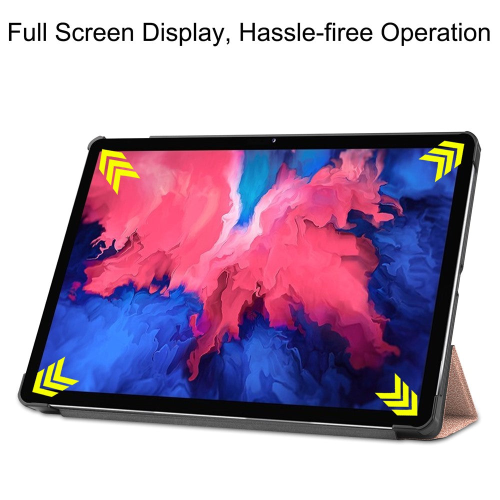 Tri-fold Leather Stand Tablet Case for Lenovo Tab P11 TB-J606F - Rose Gold