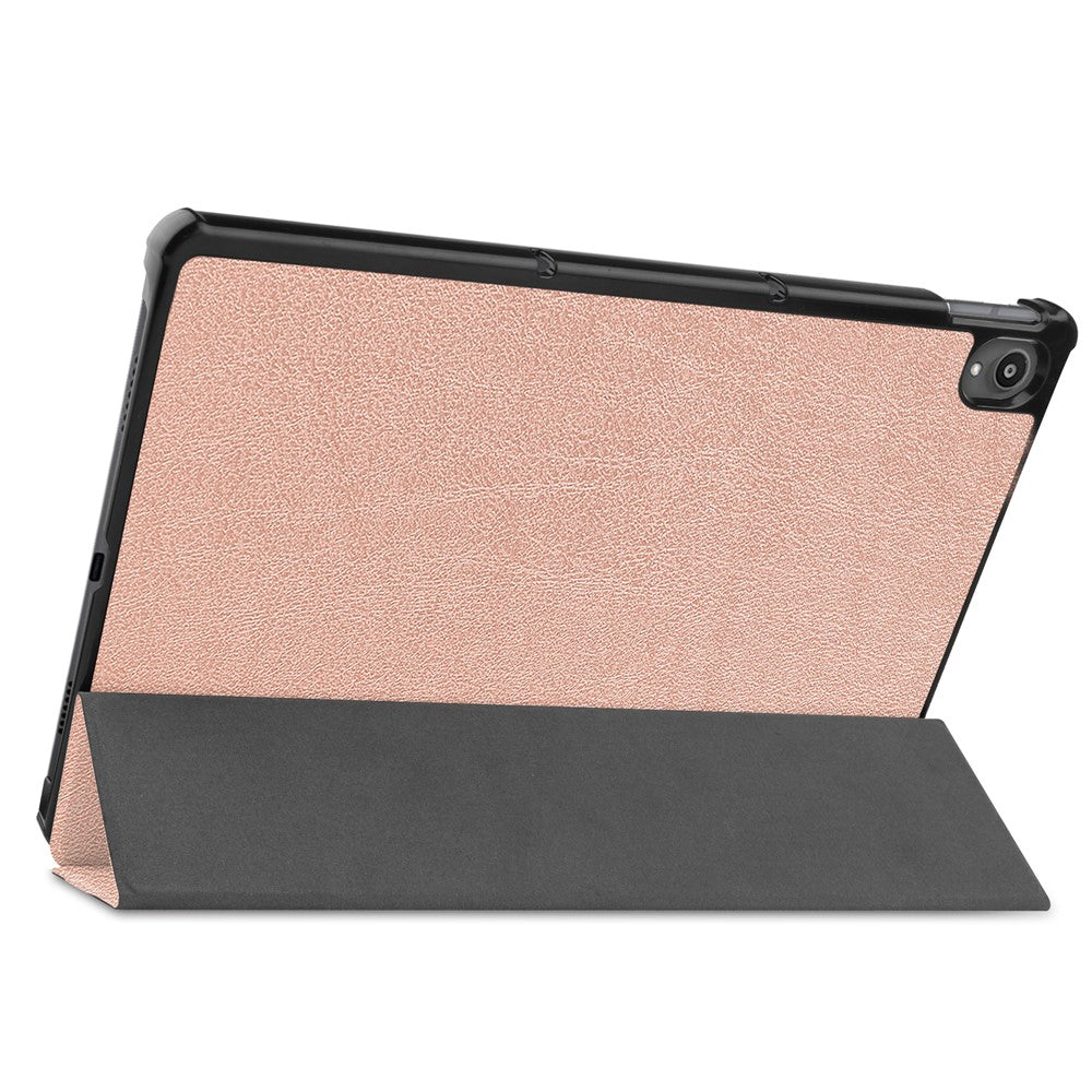 Tri-fold Leather Stand Tablet Case for Lenovo Tab P11 TB-J606F - Rose Gold