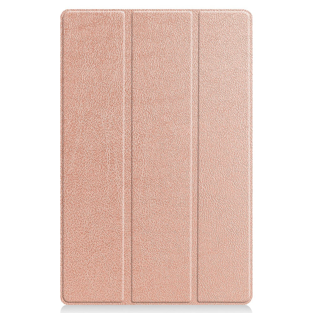 Tri-fold Leather Stand Tablet Case for Lenovo Tab P11 TB-J606F - Rose Gold
