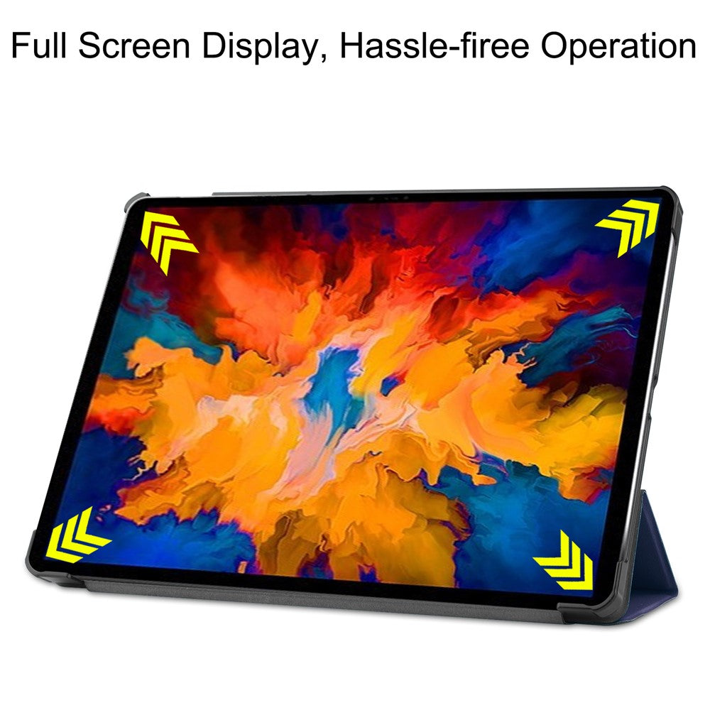 Stable Tri-fold Stand Leather Stand Tablet Case for Lenovo Tab P11 Pro TB-J706F - Dark Blue