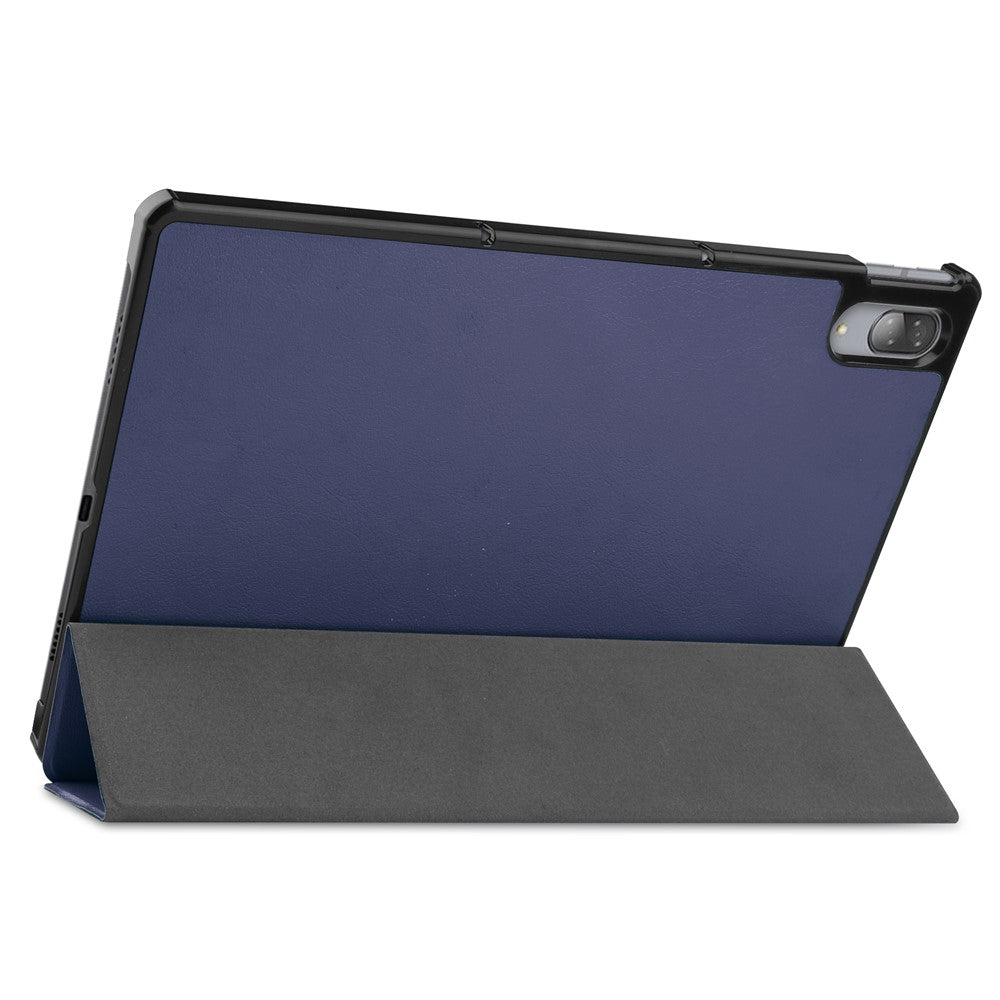 Stable Tri-fold Stand Leather Stand Tablet Case for Lenovo Tab P11 Pro TB-J706F - Dark Blue
