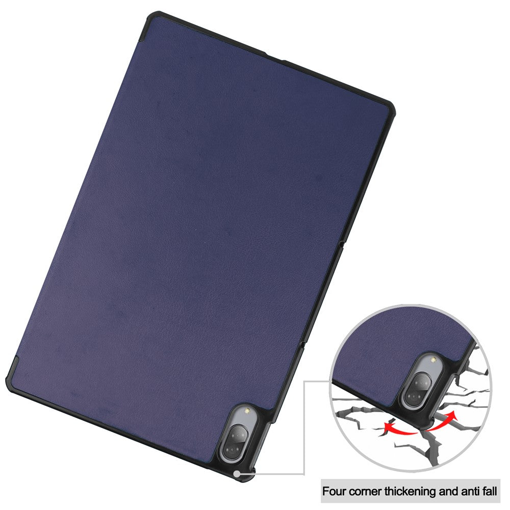 Stable Tri-fold Stand Leather Stand Tablet Case for Lenovo Tab P11 Pro TB-J706F - Dark Blue