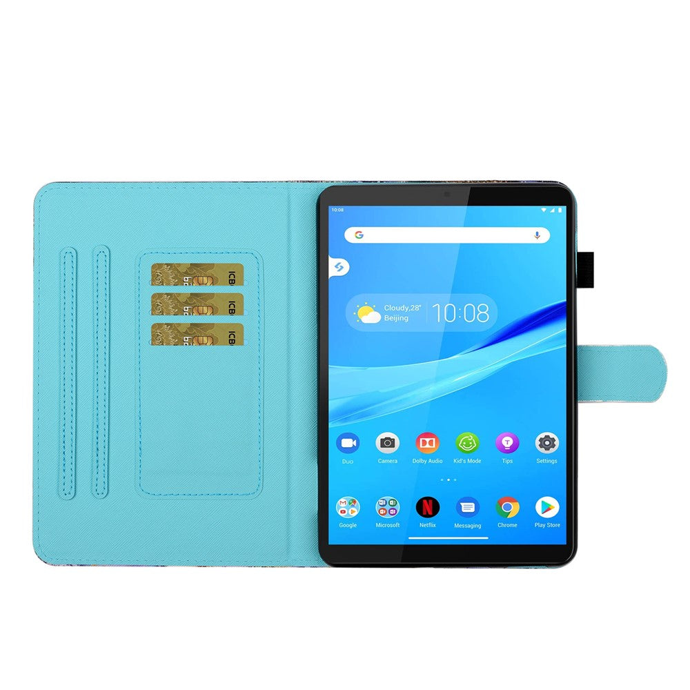 Pattern Printing Card Holder Leather Tablet Casing for Lenovo Tab M10 Plus X606F - Wolf