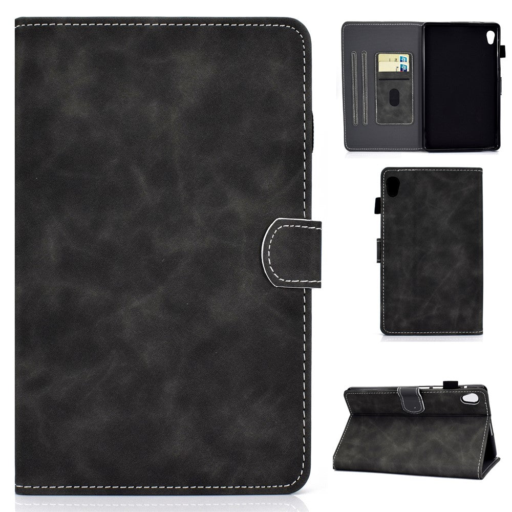 Microfiber Leather with Stand Case and Card Slots for Lenovo Tab M10 HD Gen 2 X306X - Black