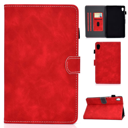 Microfiber Leather with Stand Case and Card Slots for Lenovo Tab M10 HD Gen 2 X306X - Red