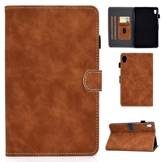 Microfiber Leather with Stand Case and Card Slots for Lenovo Tab M10 HD Gen 2 X306X - Brown
