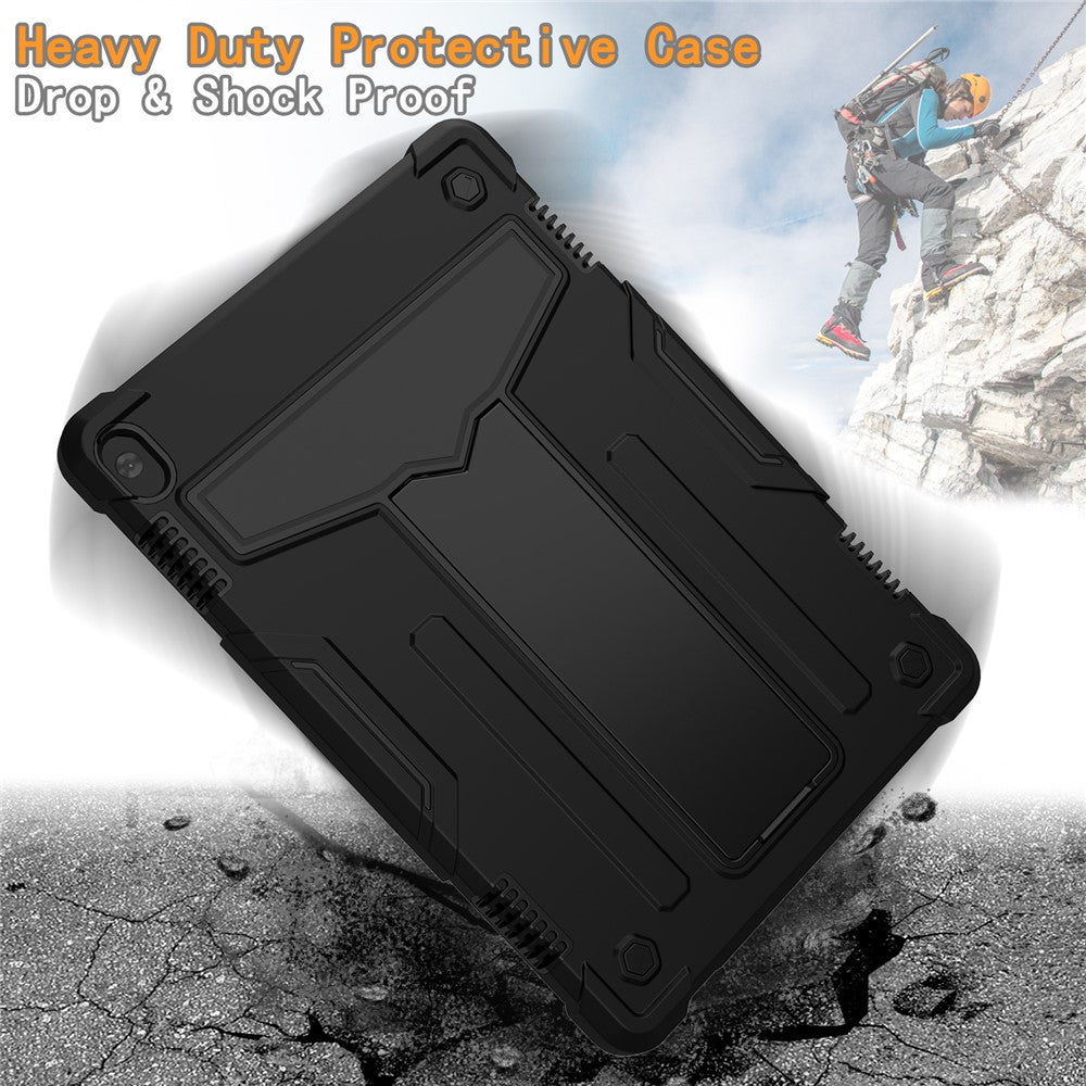 Shock Absorption Silicone + PC Tablet Hybrid Case with Folding Kickstand for Lenovo Tab M10 TB-X605F/X505 - All Black