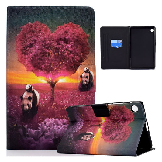 TPU + PU Leather Pattern Printing Tablet Case for Lenovo Tab M10 Plus - Pandas and Tree