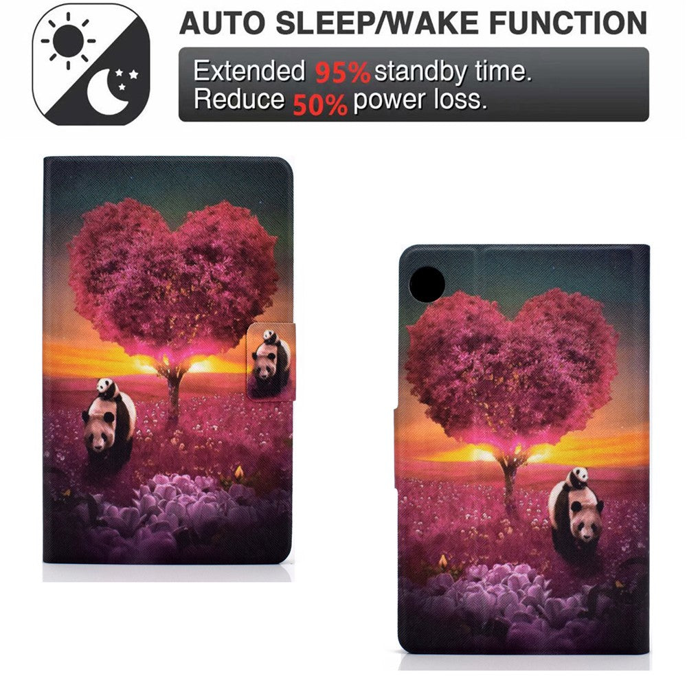 TPU + PU Leather Pattern Printing Tablet Case for Lenovo Tab M10 Plus - Pandas and Tree