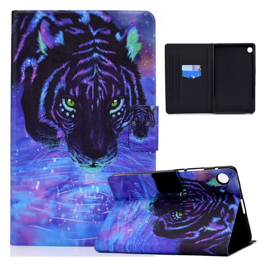 TPU + PU Leather Pattern Printing Tablet Case for Lenovo Tab M10 Plus - Tiger
