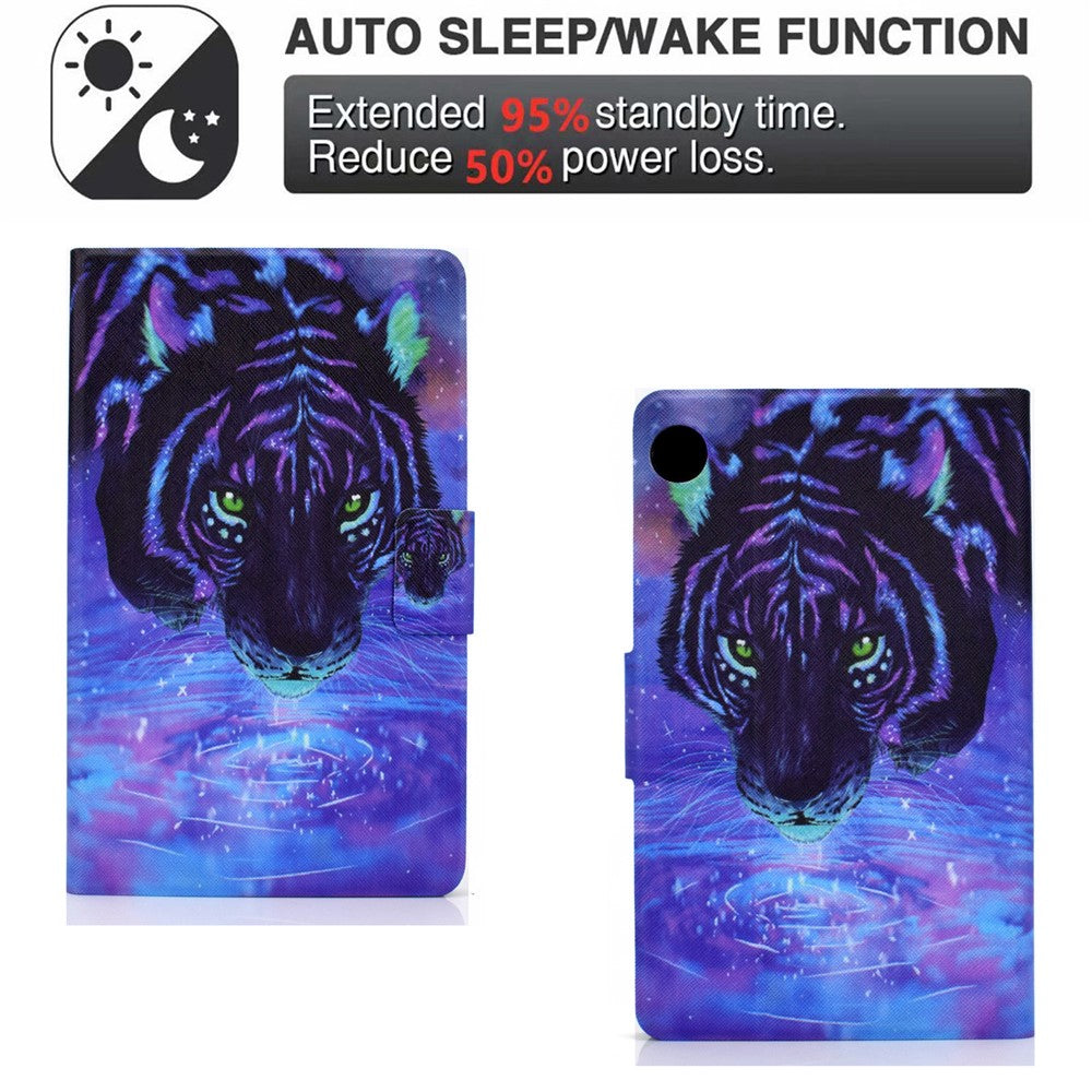 TPU + PU Leather Pattern Printing Tablet Case for Lenovo Tab M10 Plus - Tiger