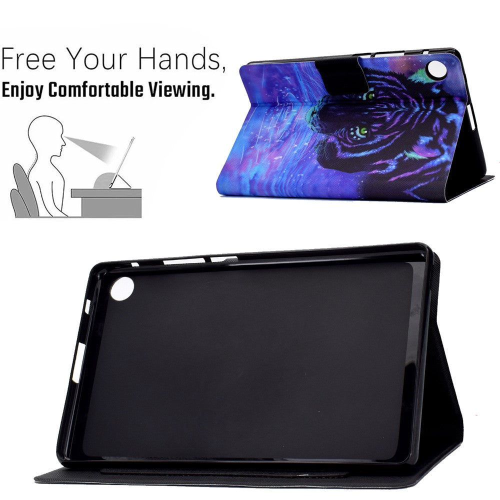 TPU + PU Leather Pattern Printing Tablet Case for Lenovo Tab M10 Plus - Tiger