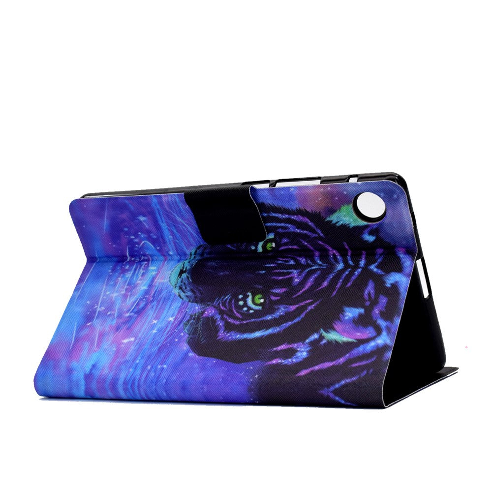 TPU + PU Leather Pattern Printing Tablet Case for Lenovo Tab M10 Plus - Tiger